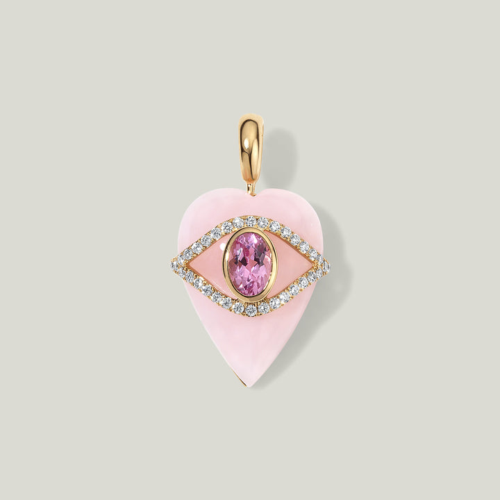 Image for Stoned Heart Pendant, Pink Opal & Tourmaline, Love, Small