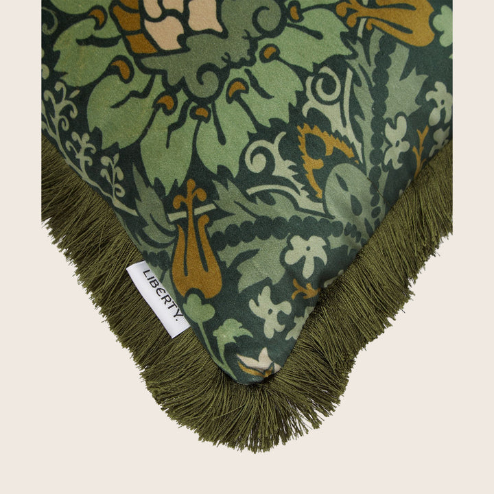 Electirc Nouv Velvet Fringe Lumbar Pillow Green