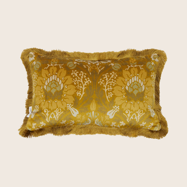 Electirc Nouv Velvet Fringe Lumbar Pillow Yellow
