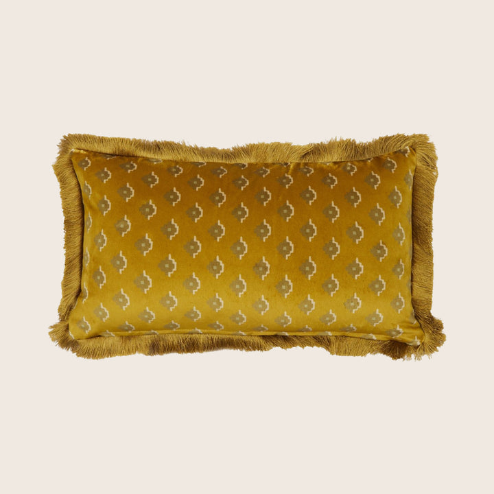 Electirc Nouv Velvet Fringe Lumbar Pillow Yellow