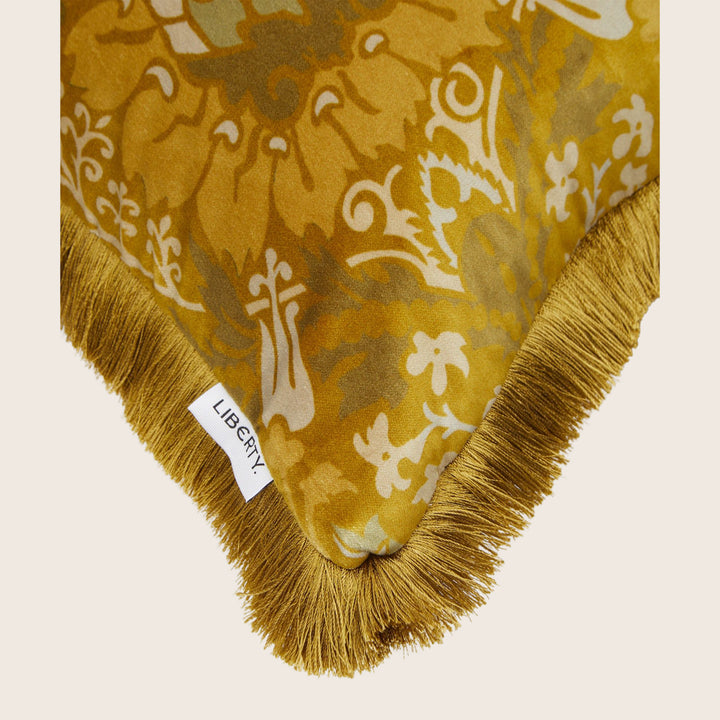 Electirc Nouv Velvet Fringe Lumbar Pillow Yellow