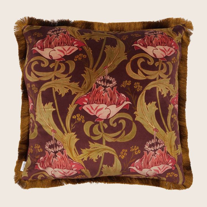 Bold Bloom Fringe Velvet Pillow