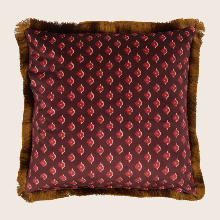 Bold Bloom Fringe Velvet Pillow