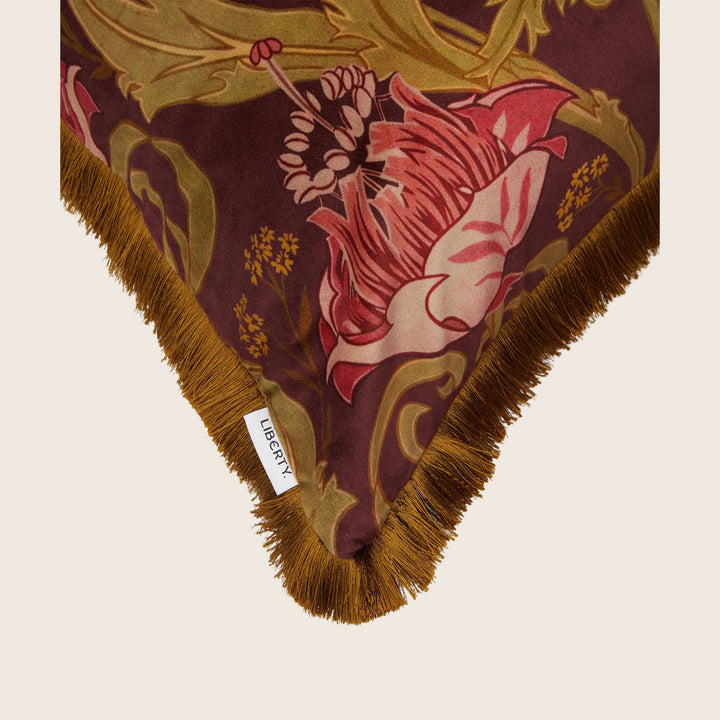 Bold Bloom Fringe Velvet Pillow