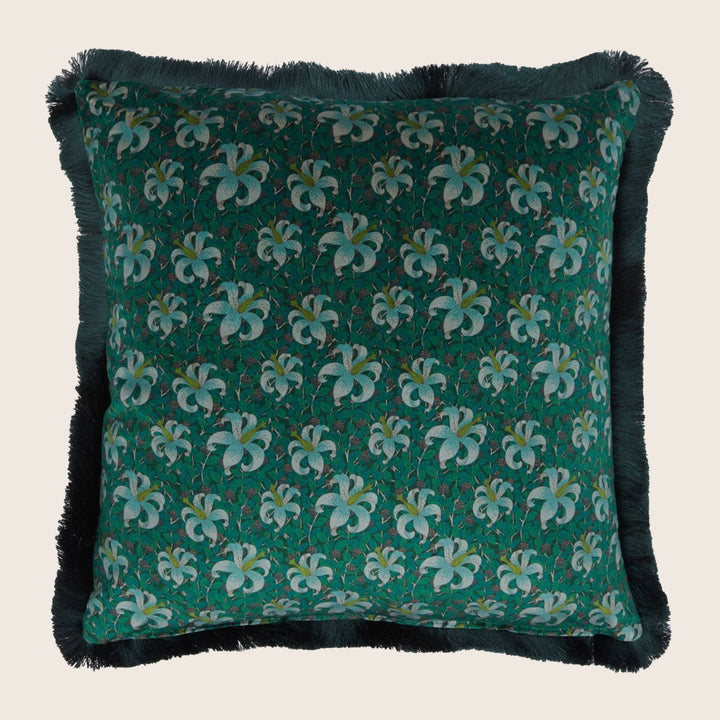 Melbury Velvet Fringe Pillow Jade