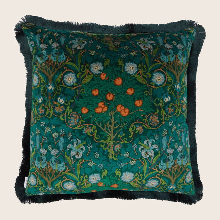 Melbury Velvet Fringe Pillow Jade