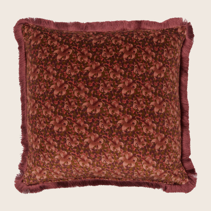 Melbury Velvet Fringe Pillow Raspberry