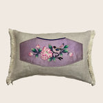 Image for Antique Silk Embroidered Bird Panel Lumbar Pillow