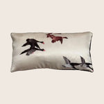 Antique Silk Embroidered Bird Lumbar Pillow