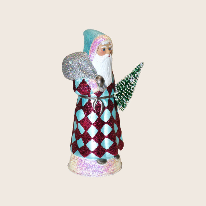 Small Beaded Diamond Check Santa