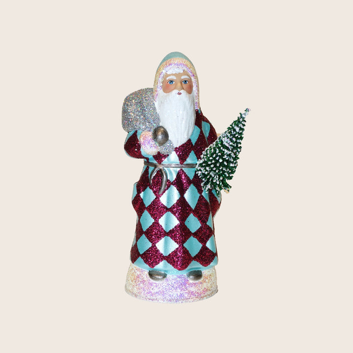Small Beaded Diamond Check Santa