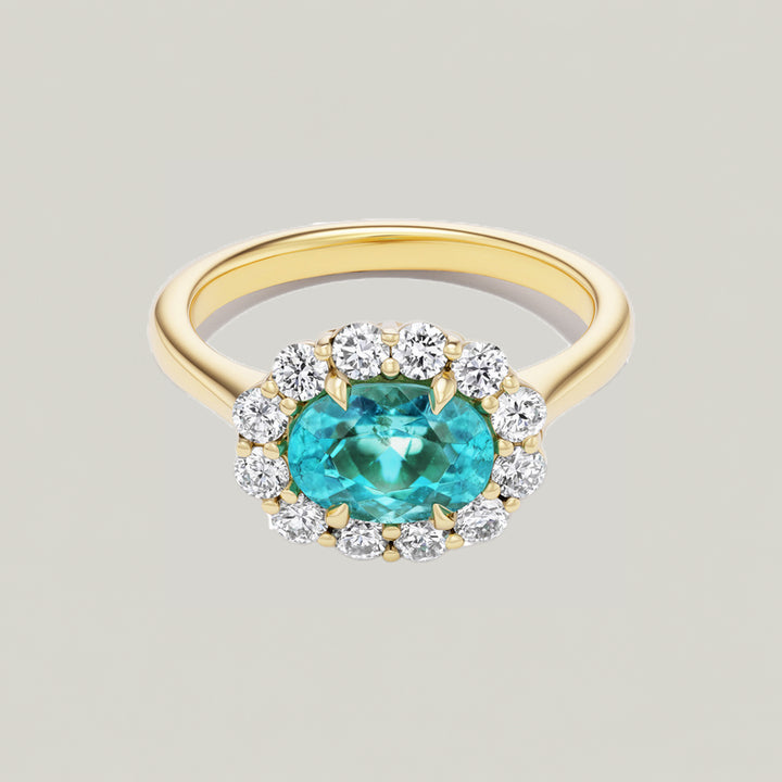 Bespoke Oval Cut Paraiba Tourmaline Bloom Ring