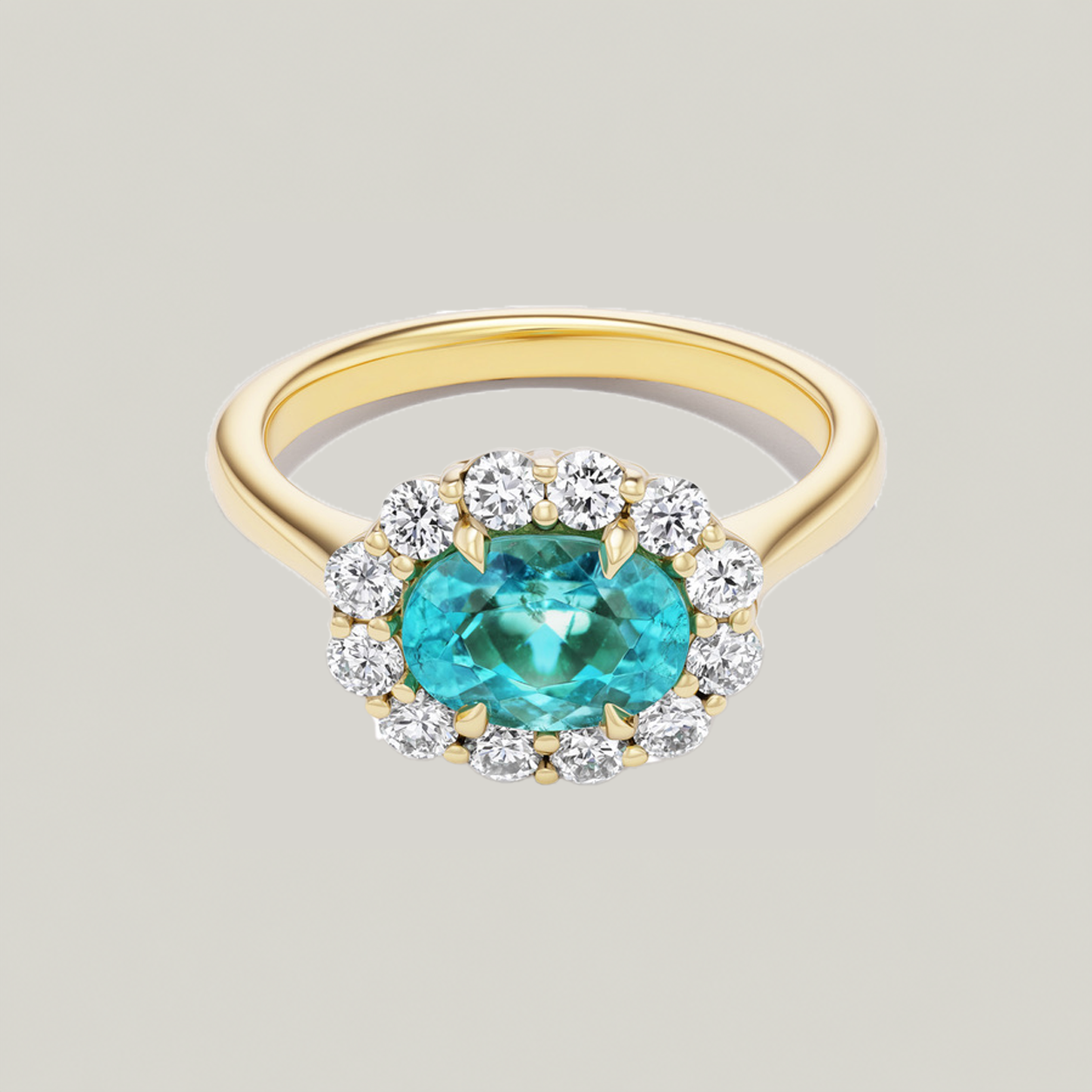 Bespoke Oval Cut Paraiba Tourmaline Bloom Ring