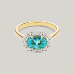 Bespoke Oval Cut Paraiba Tourmaline Bloom Ring