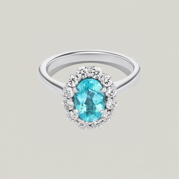 Bespoke Oval Cut Paraiba Bloom Ring