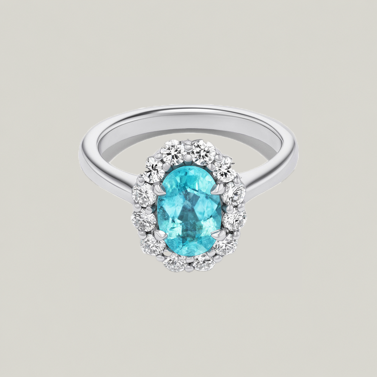 Bespoke Oval Cut Paraiba Bloom Ring