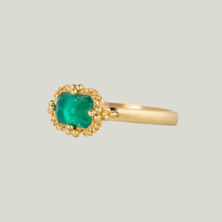 Image for One-of-a-Kind 18K Yellow Gold 1.06 ct. Petite Rectangular Dark Green Emerald Ring