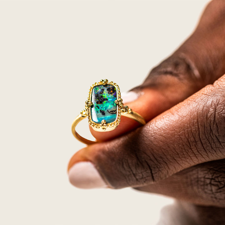 Image for One-of-a-Kind 18K Yellow Gold 2.75 cts. Rectangular Boulder Opal Ring