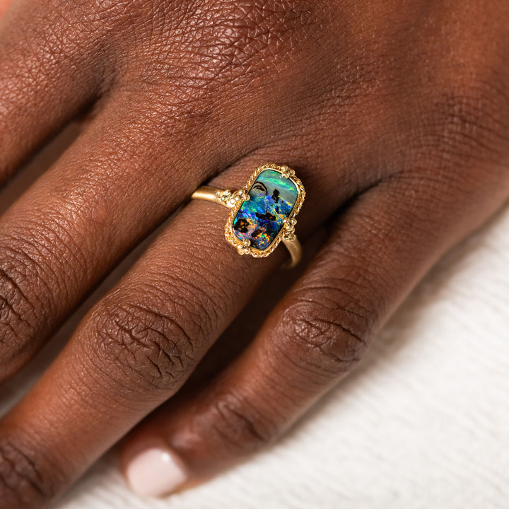 Image for One-of-a-Kind 18K Yellow Gold 2.75 cts. Rectangular Boulder Opal Ring
