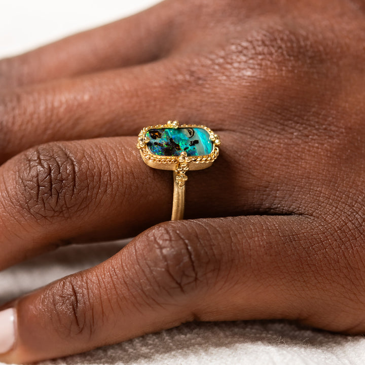 Image for One-of-a-Kind 18K Yellow Gold 2.75 cts. Rectangular Boulder Opal Ring