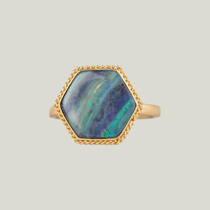 Image for One-of-a-Kind 18K Yellow Gold 4.95 cts. Hexagonal Boulder Opal Ring