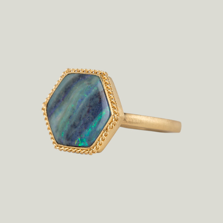 Image for One-of-a-Kind 18K Yellow Gold 4.95 cts. Hexagonal Boulder Opal Ring