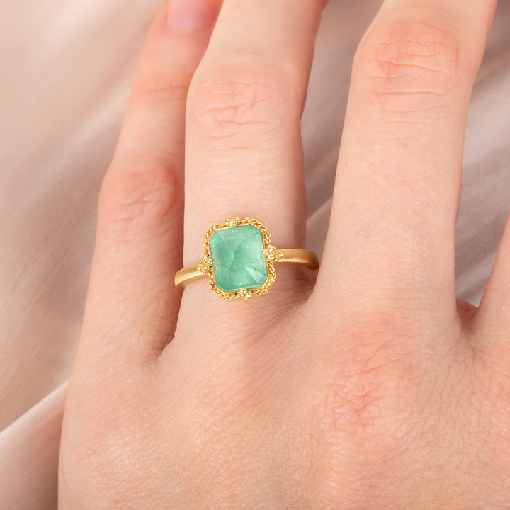 Image for One-of-a-Kind 18K Yellow Gold 2.93 cts. Rectangular Light Green Emerald Ring