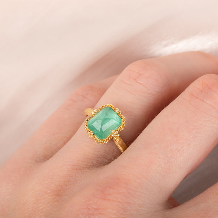 Image for One-of-a-Kind 18K Yellow Gold 2.93 cts. Rectangular Light Green Emerald Ring