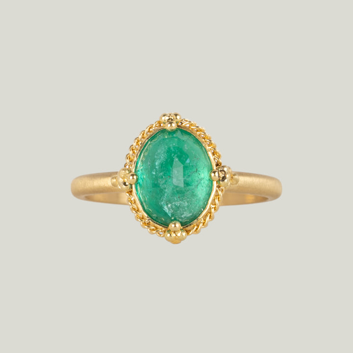 Image for One-of-a-Kind 18K Yellow Gold 2.51 cts. Oval Cut Light Green Emerald Ring