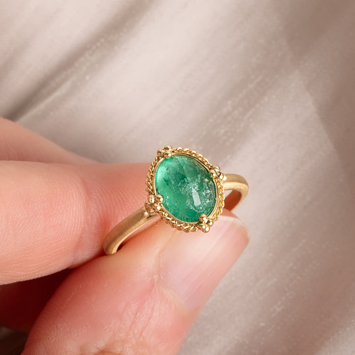 Image for One-of-a-Kind 18K Yellow Gold 2.51 cts. Oval Cut Light Green Emerald Ring