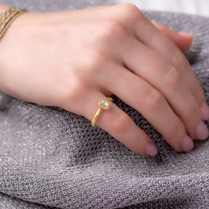 Image for One-of-a-Kind 18K Yellow Gold .51 ct. Petite Silver Diamond Ring