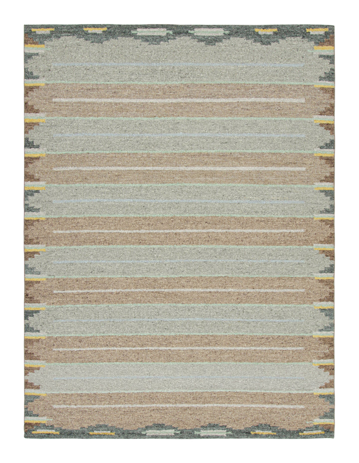 Multicolored Swedish Inspired Flatweave Wool Rug - 9'2" x 12'2"