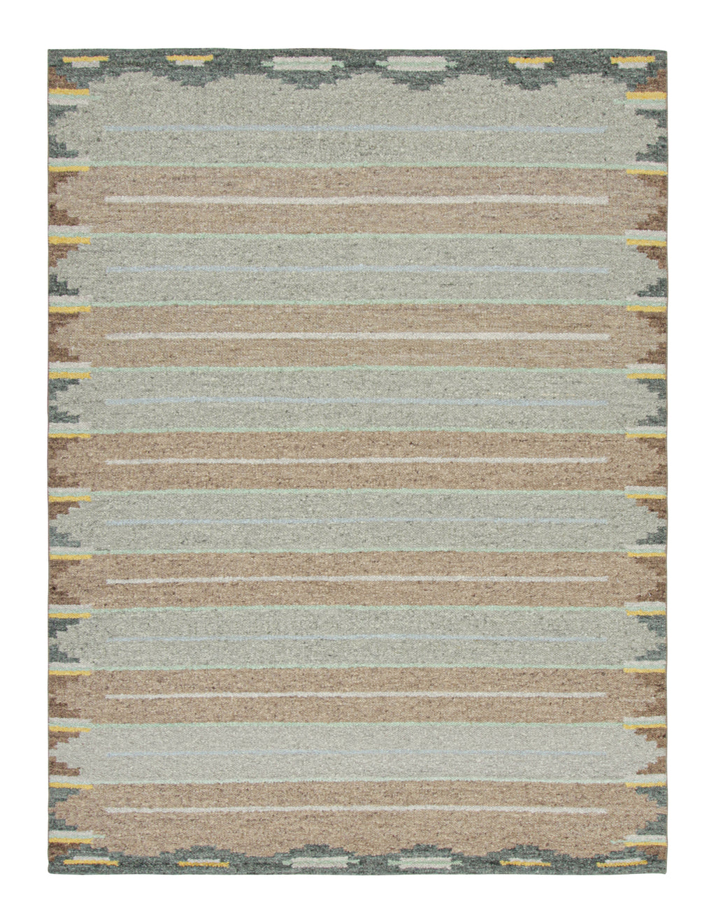 Multicolored Swedish Inspired Flatweave Wool Rug - 9'2" x 12'2"