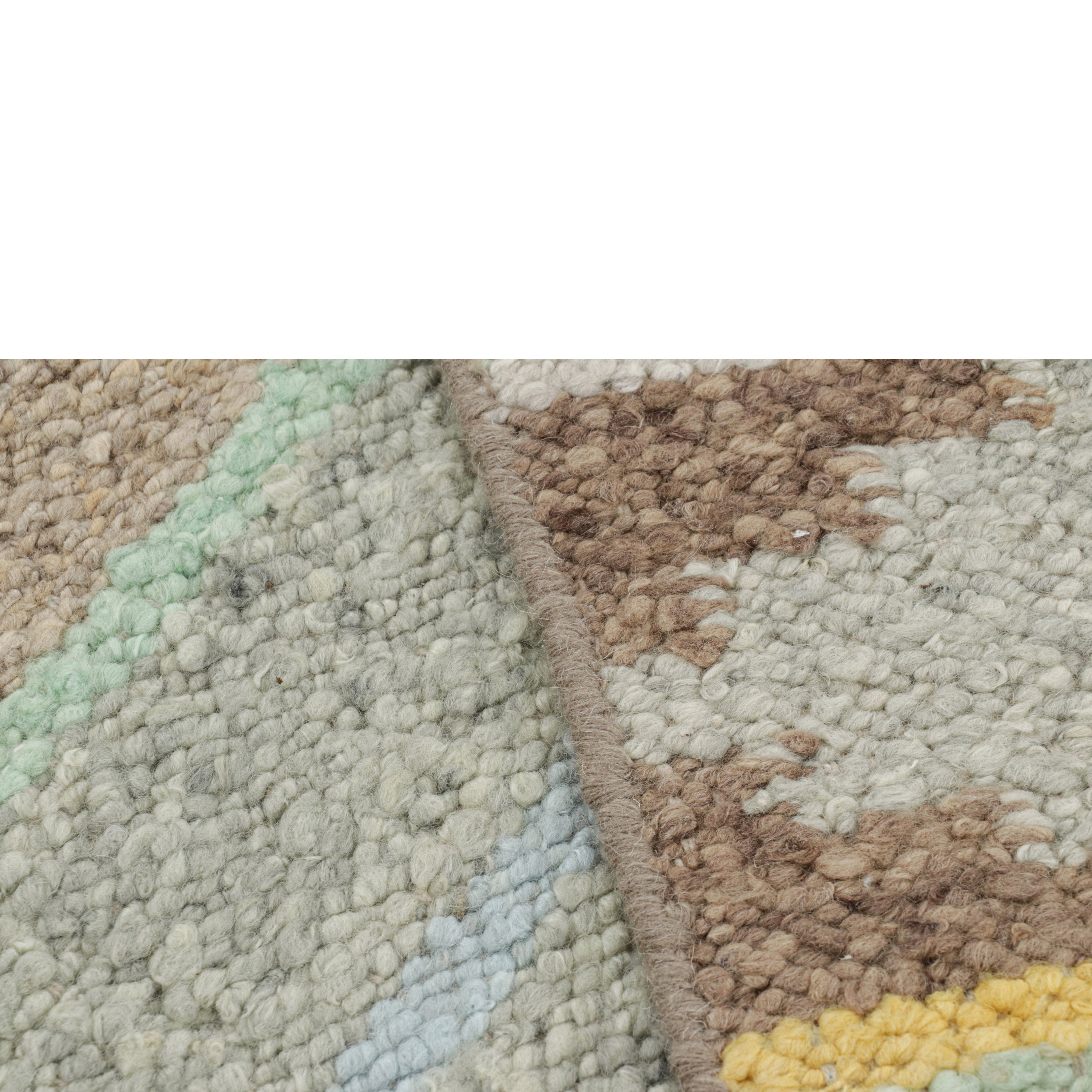 Multicolored Swedish Inspired Flatweave Wool Rug - 9'2" x 12'2"