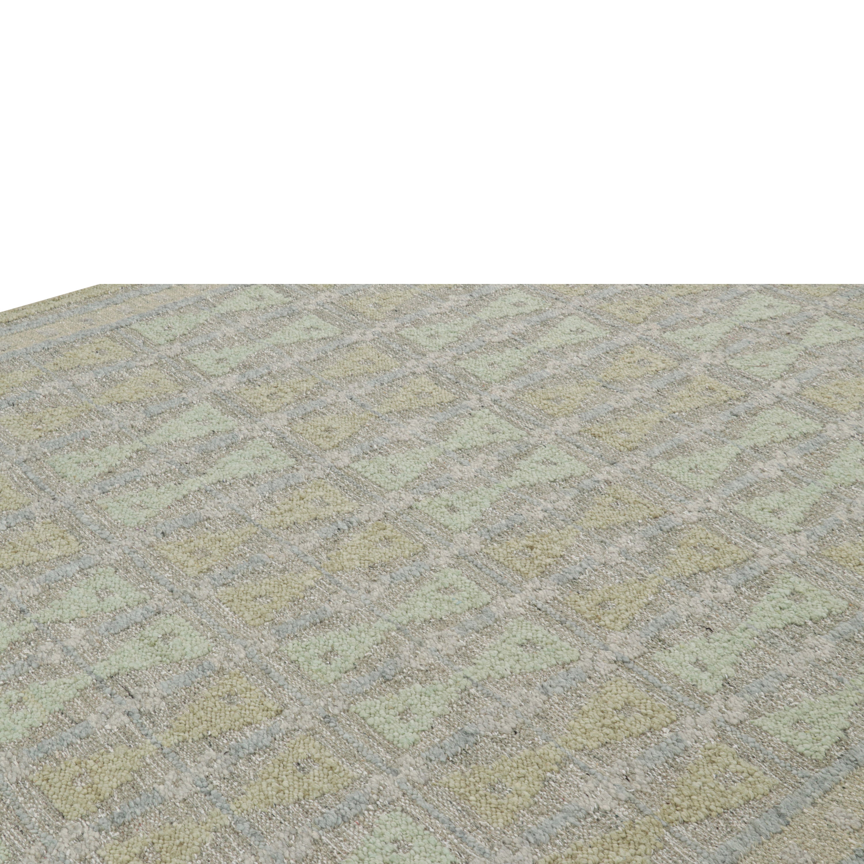 Green Swedish Inspired Flatweave Wool Rug - 8'8" x 12'1"