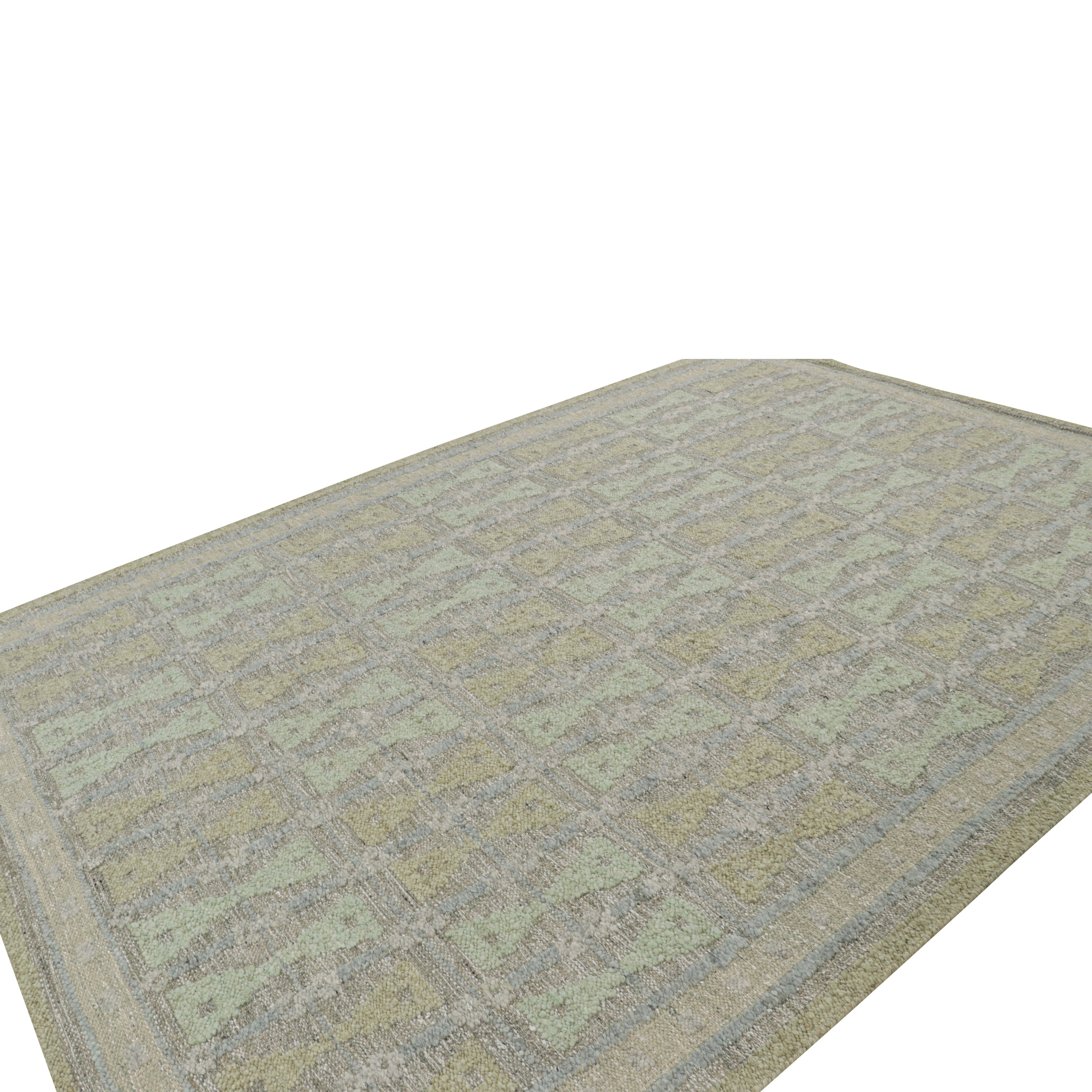 Green Swedish Inspired Flatweave Wool Rug - 8'8" x 12'1"