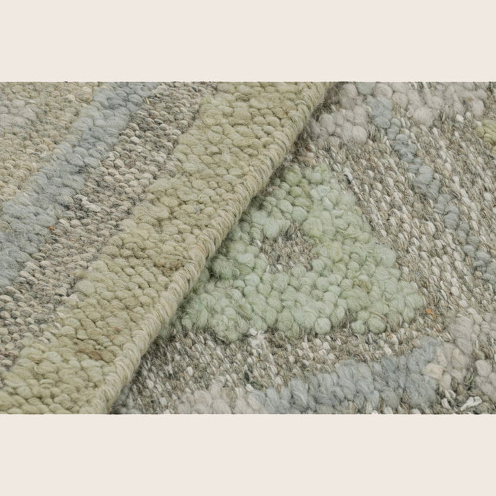 Green Swedish Inspired Flatweave Wool Rug - 8'8" x 12'1"