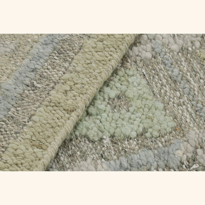 Green Swedish Inspired Flatweave Wool Rug - 8'8" x 12'1"