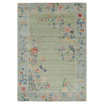 Green Art Deco Wool Cotton Blend Rug - 9'10" x 14'2"