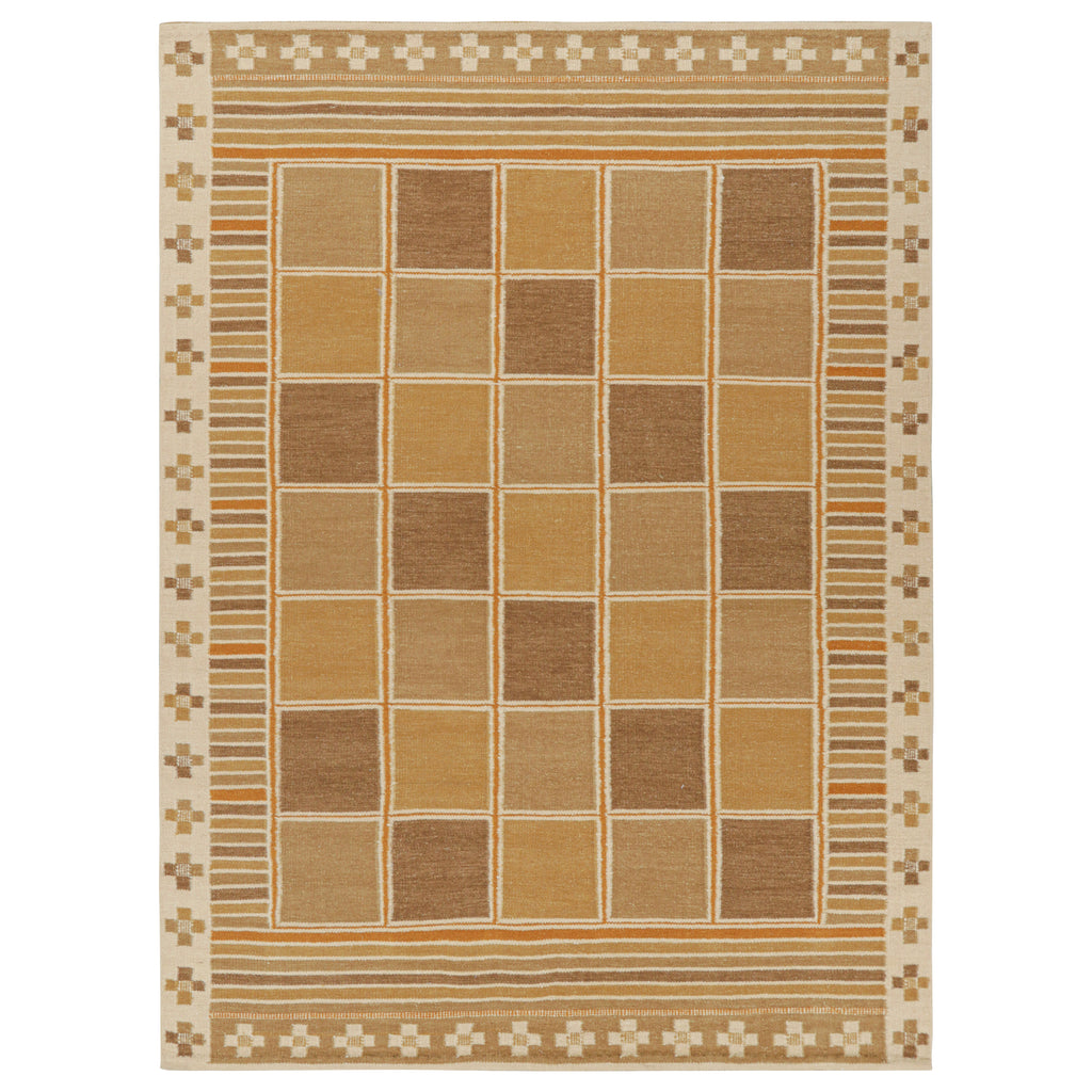 Gold Swedish Inspired Flatweave Wool Rug - 9' x 12'3"