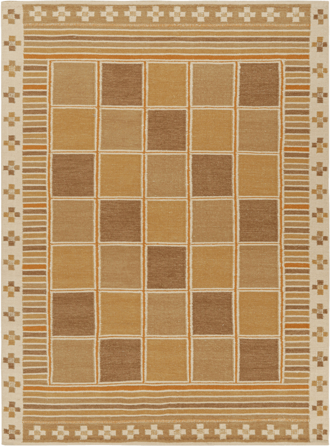 Gold Swedish Inspired Flatweave Wool Rug - 9' x 12'3