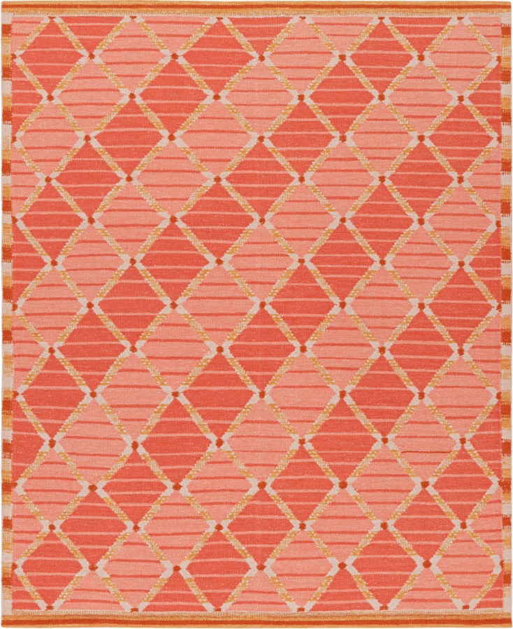 Pink Swedish Inspired Flatweave Wool Rug - 8'3