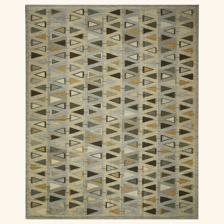 Multicolored Flatweave Natural Fiber Rug - 9'2" x 11'11"