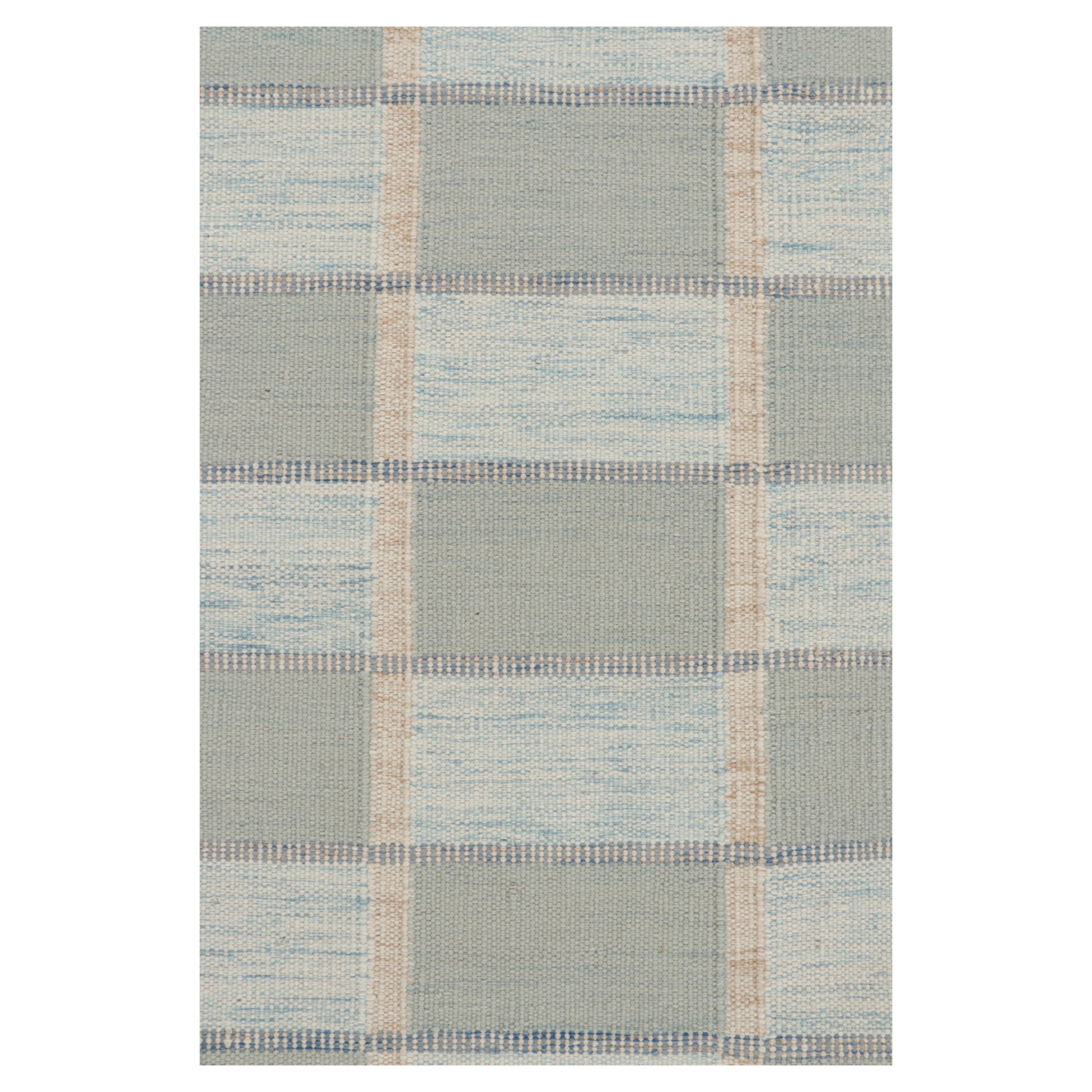 Blue Swedish Inspired Flatweave Wool Rug - 9'2" x 11'11"