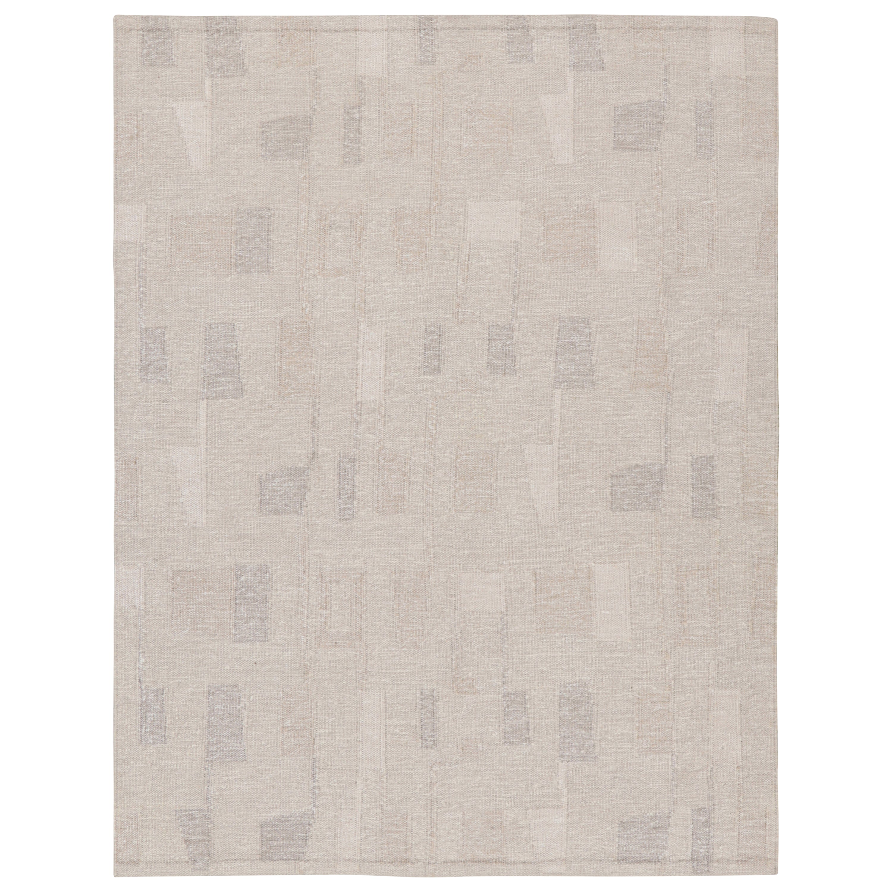 Grey Swediesh Inspired Flatweave Wool Rug - 7' x 9'1"