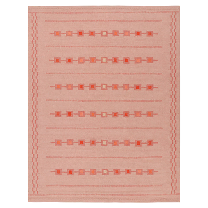 Pink Swedish Inspired Flatweave Wool Rug - 8'2" x 10'6"