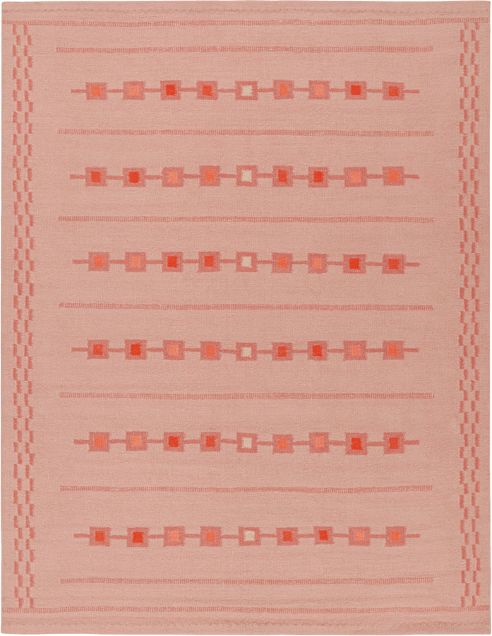 Pink Swedish Inspired Flatweave Wool Rug - 8'2