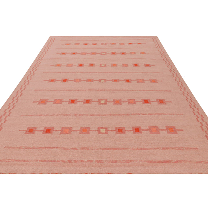 Pink Swedish Inspired Flatweave Wool Rug - 8'2" x 10'6"