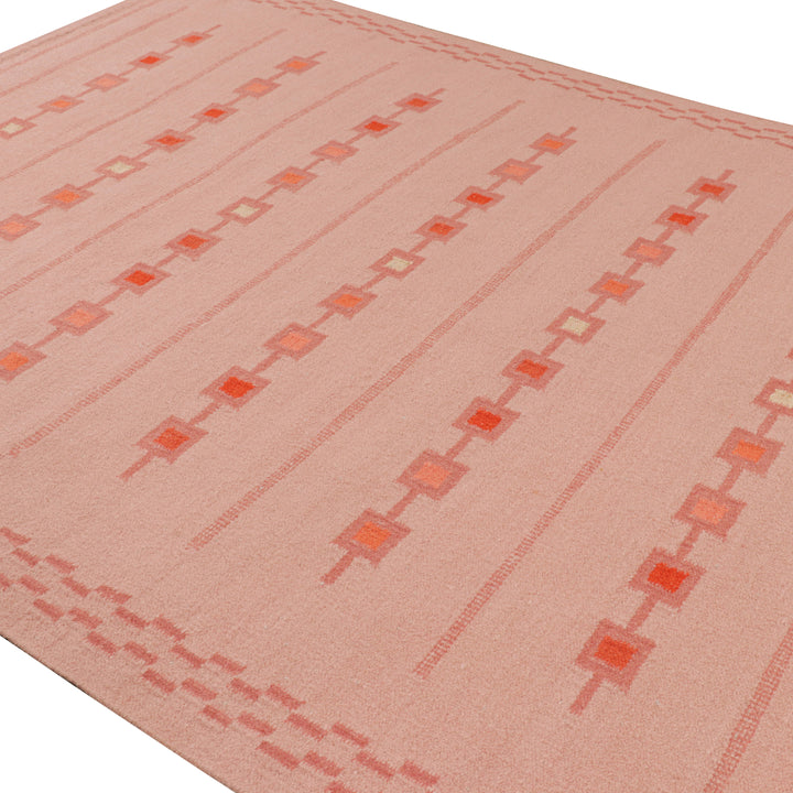 Pink Swedish Inspired Flatweave Wool Rug - 8'2" x 10'6"