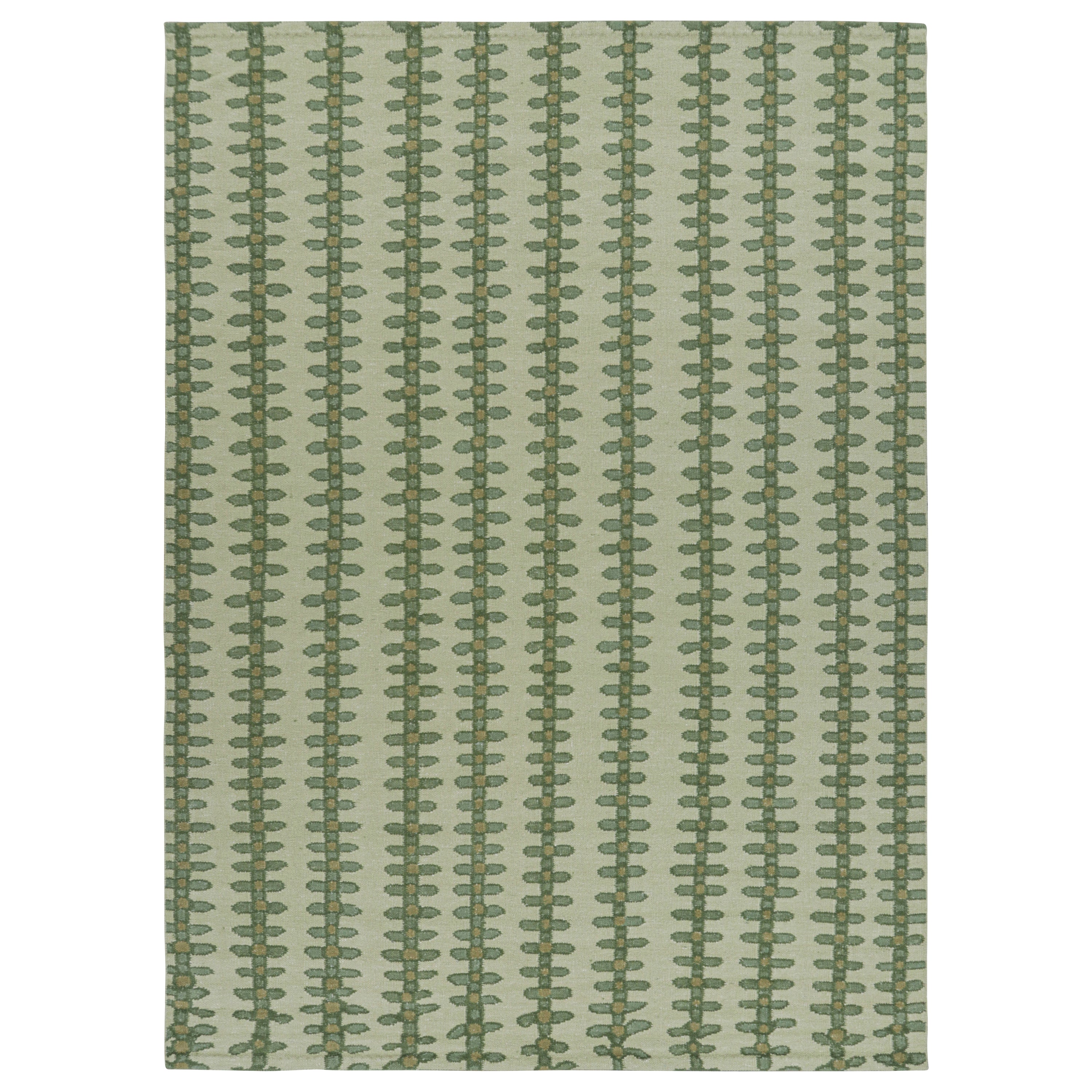 Green Swedish Inspired Flatweave Wool Rug - 10'1" x 14'